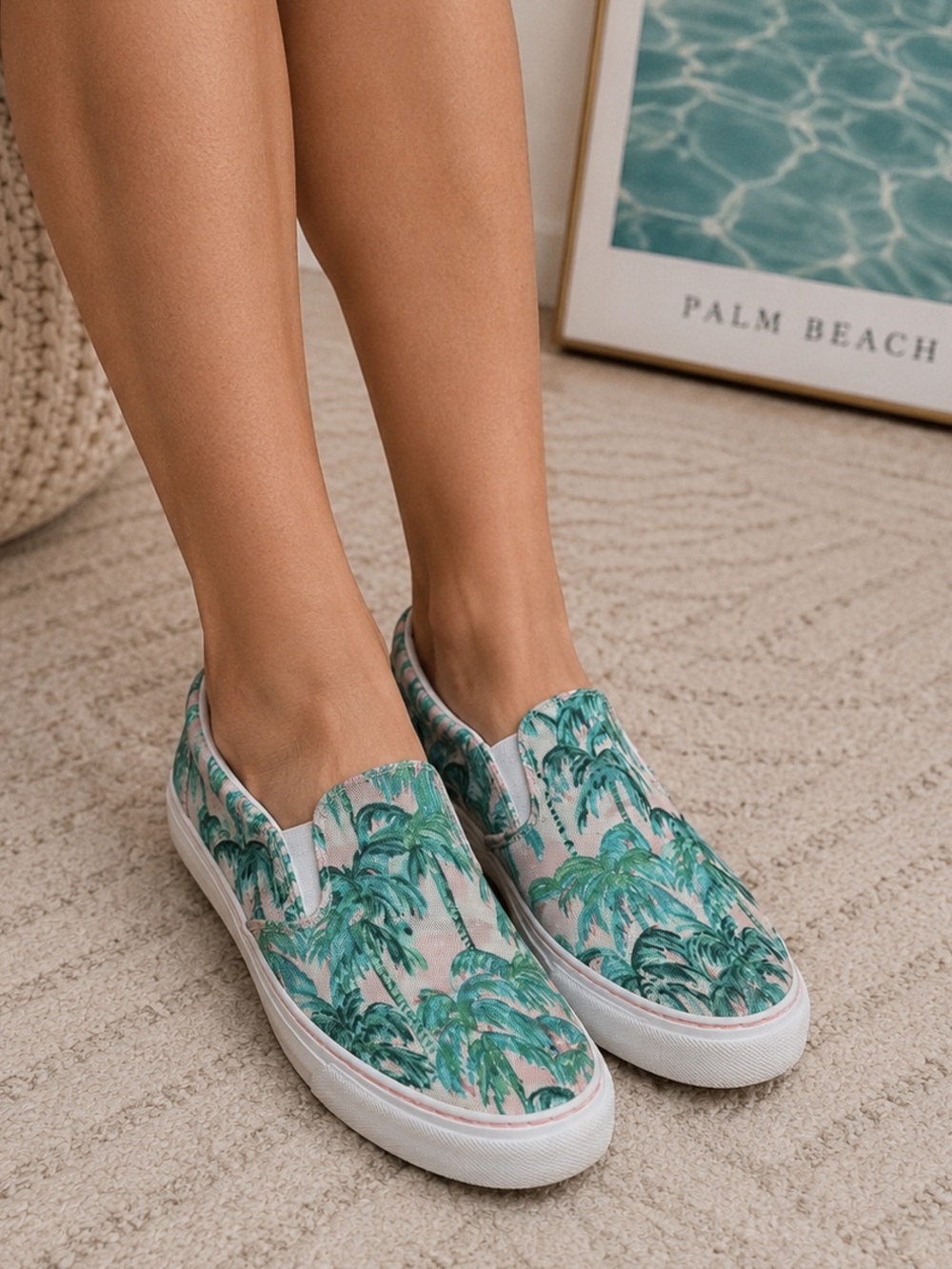 Lilly Pulitzer Julie Palm Print Slip On resort coastal preppy Sneakers Size 7